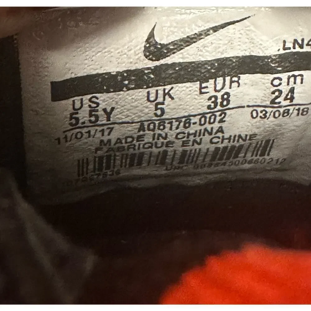 Nike Youth Size 5.5Y Basketball Shoes Black Bright Crimson